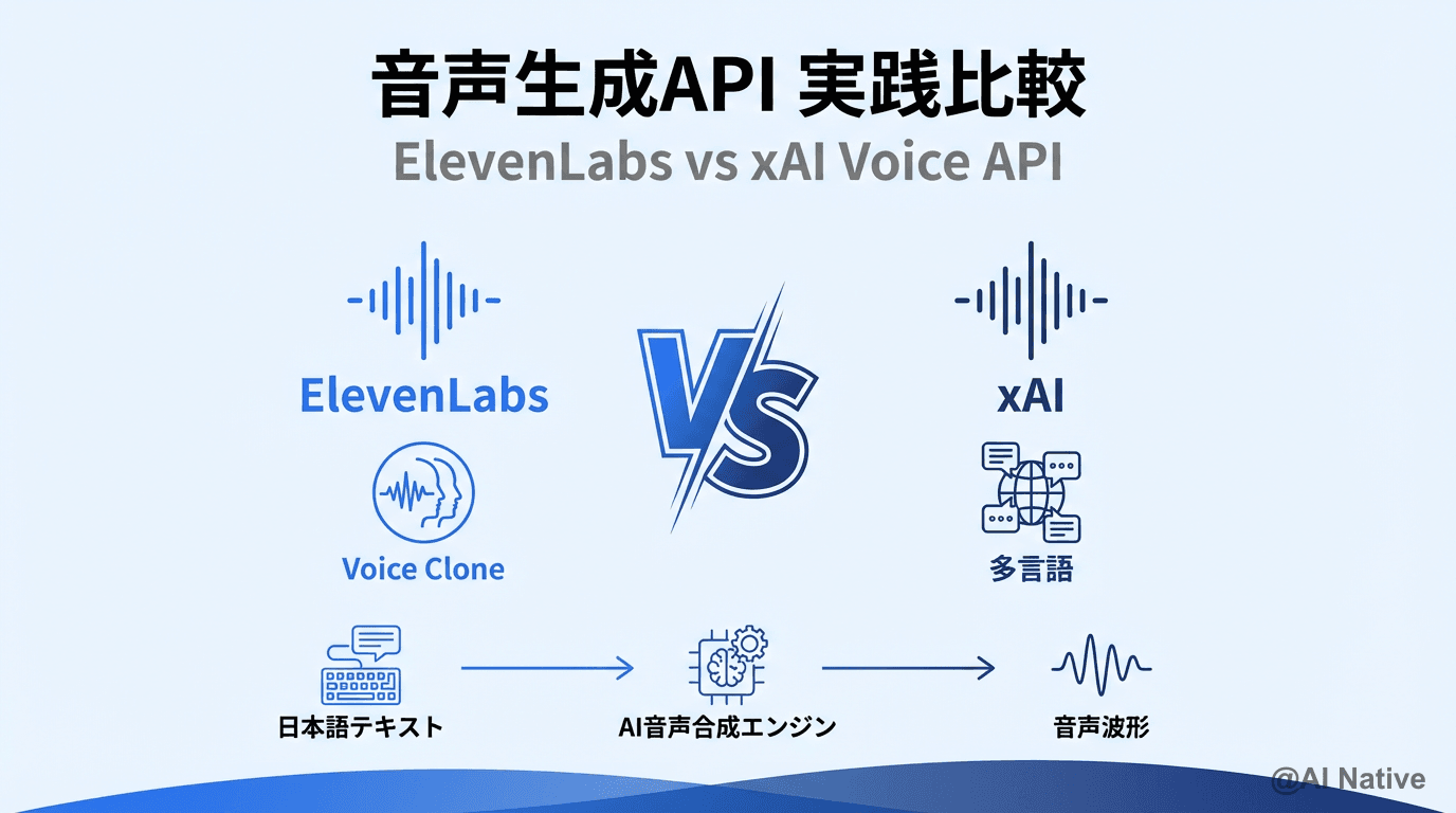 ElevenLabs API vs xAI Voice API 実践比較｜日本語音声生成の課題と解決策を徹底解説 | AI Native（AI ...